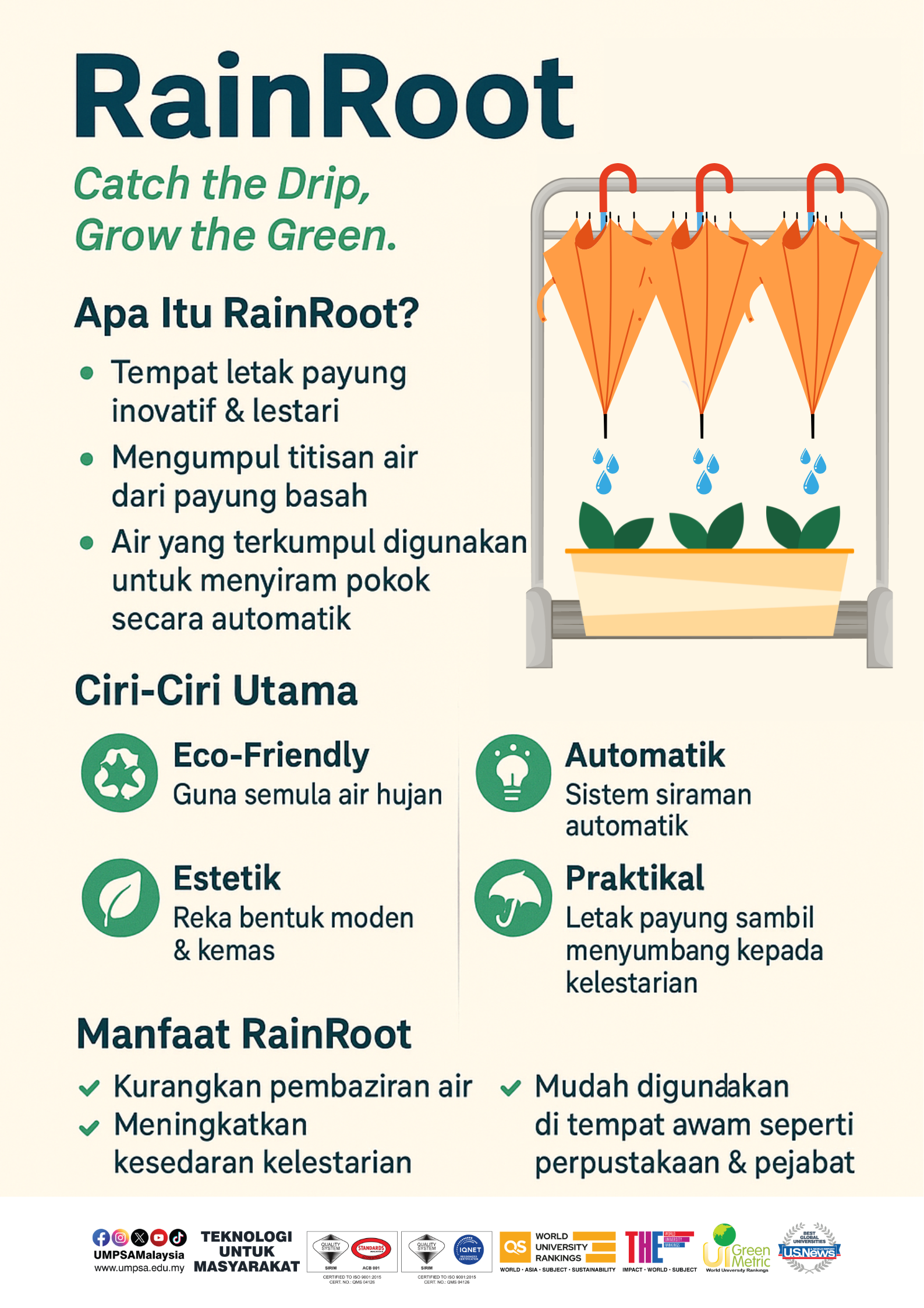 Perpustakaan UMPSA Kampus Gambang Laksana Projek Rain Root Sebagai Inisiatif Inovasi Hijau